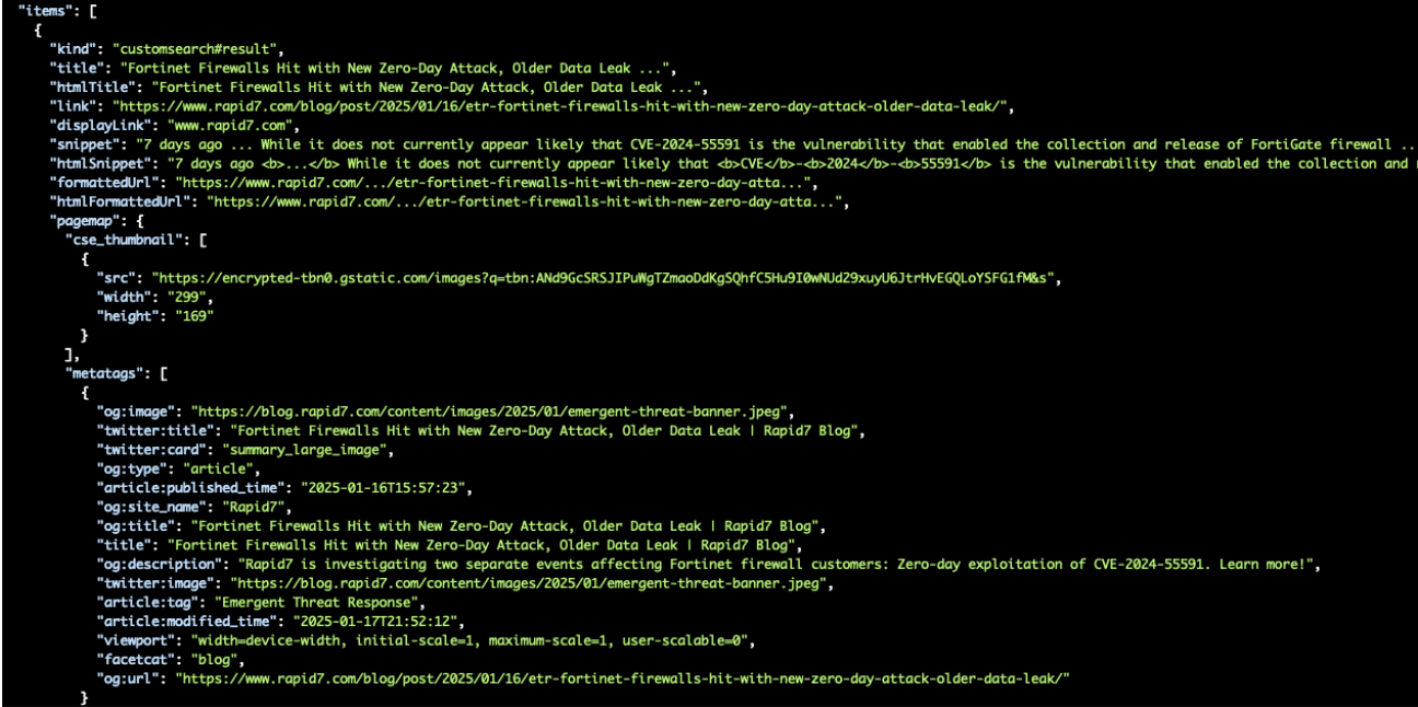 JSON format
