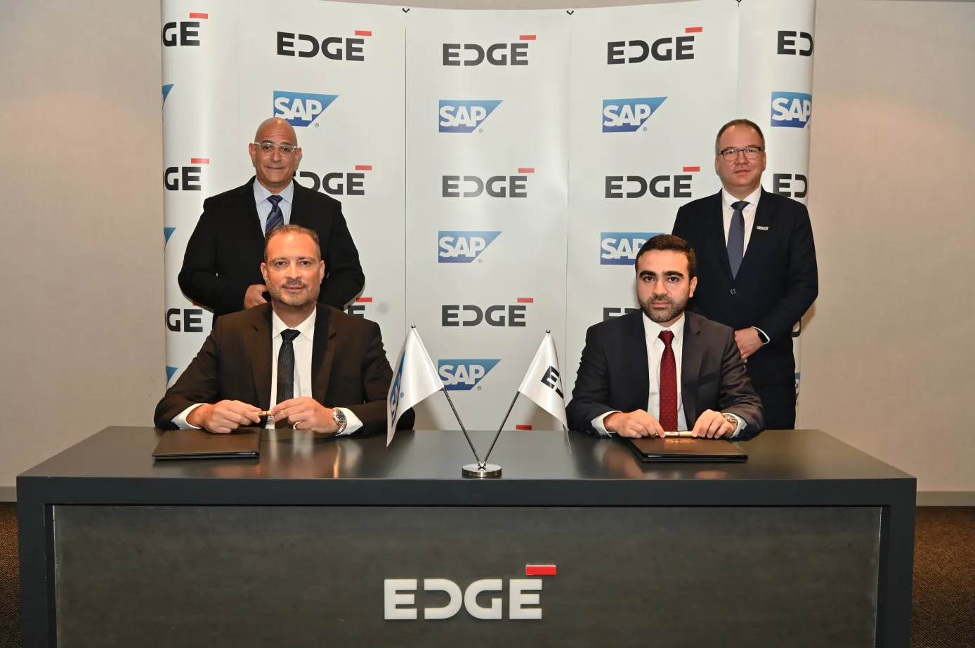 C_Reda Nidhakou, Vice President, Strategic Programs at EDGE and Zakaria Haltout, Managing Director of SAP United Arab Emirates (UAE), inks digital transformation agreement (1)