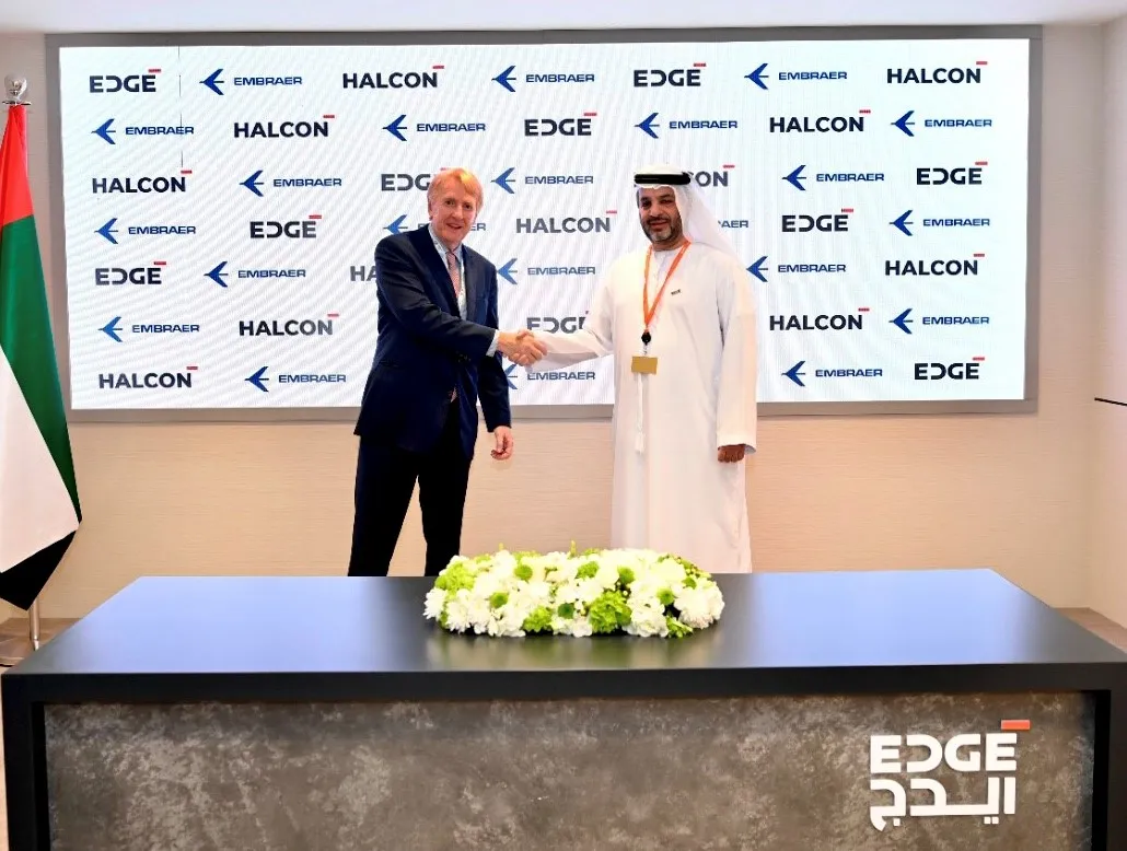 Jackson Scheider (Embraer) and H.E. Faisal Al Bannai (EDGE)
