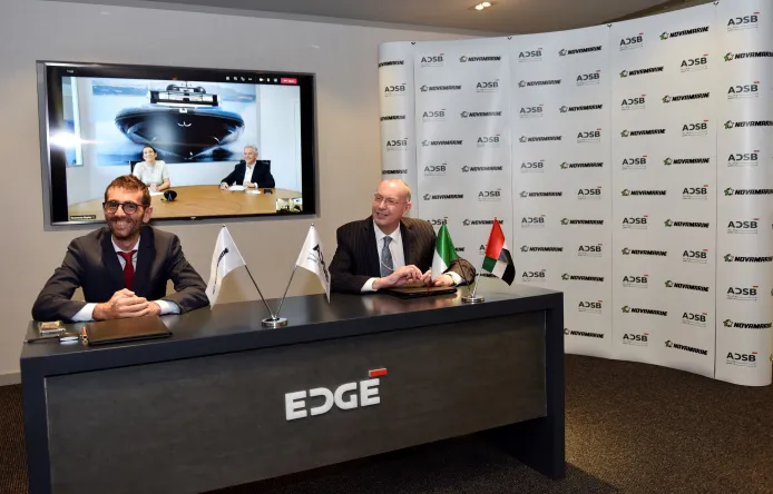 David Massey, CEO of ADSB, and Francesco Pirro, CEO of Novamarine, signed the strategic agreement